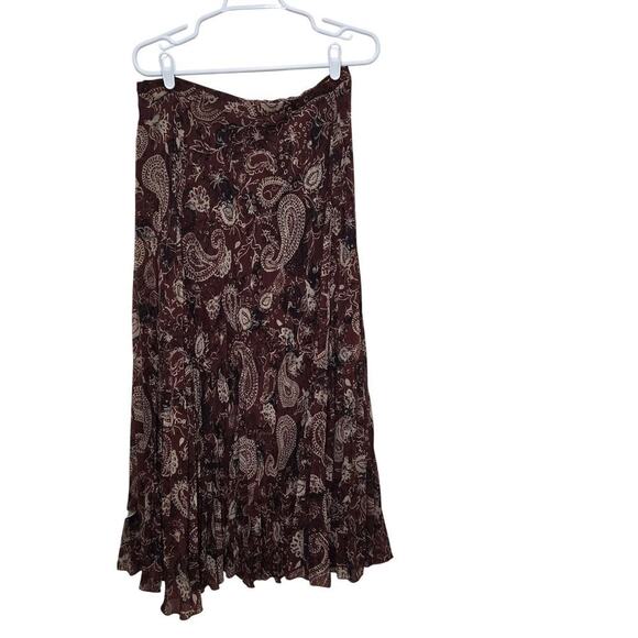 Garnet hill skirt womens size 10 brown pleated maxi cottagecore peasant hippie - Picture 2 of 8